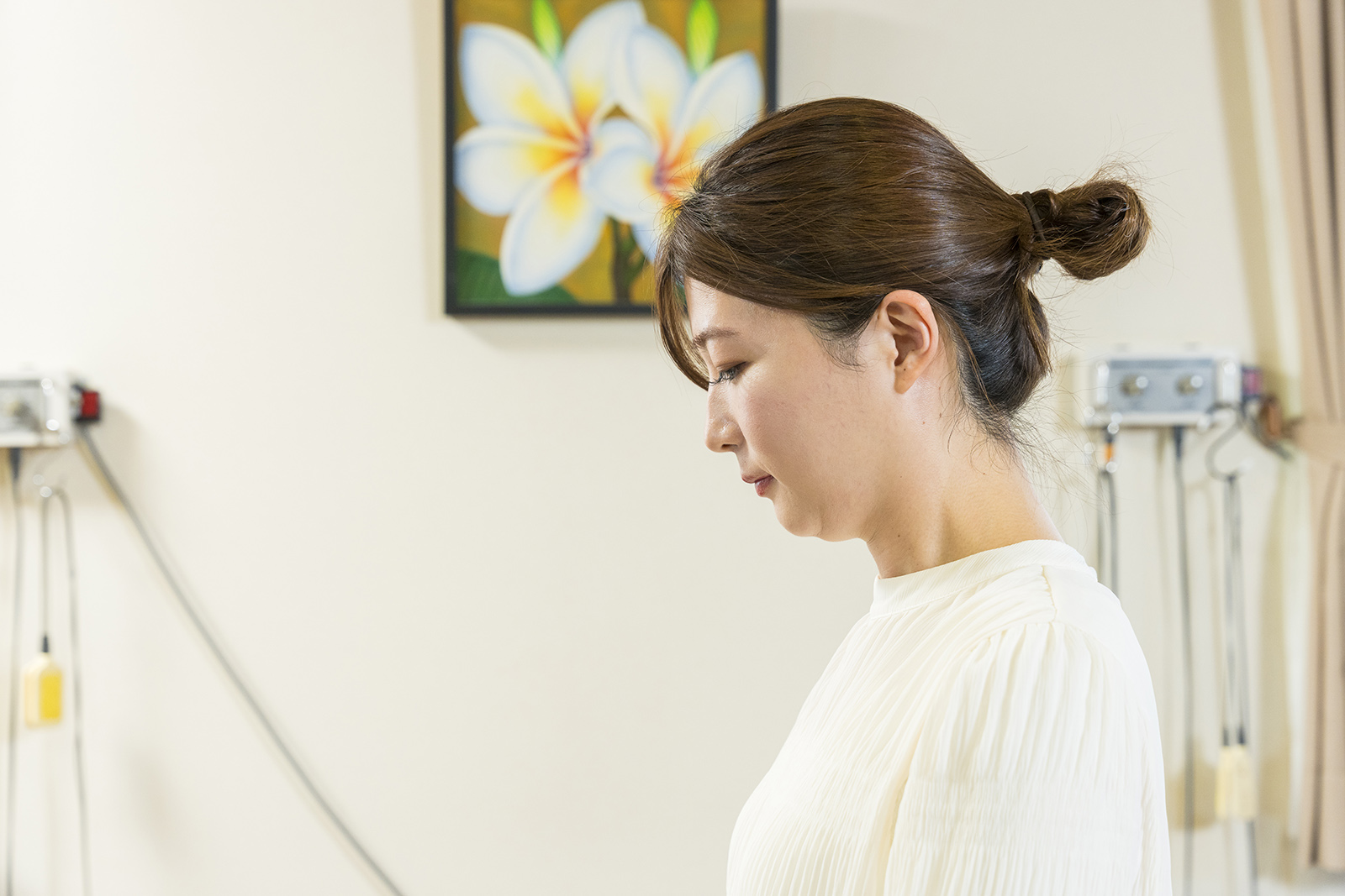 身体評価：首の可動域の確認